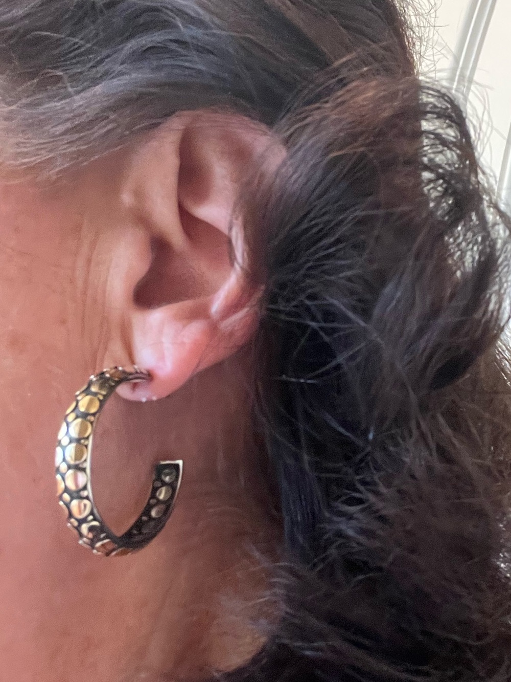 Black and Gold Hoop Earrings - Picture 16 of 16
